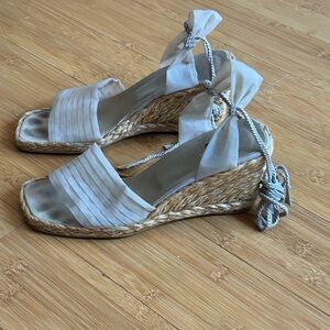 Stuart Weitzman Cream Espadrille Wedges